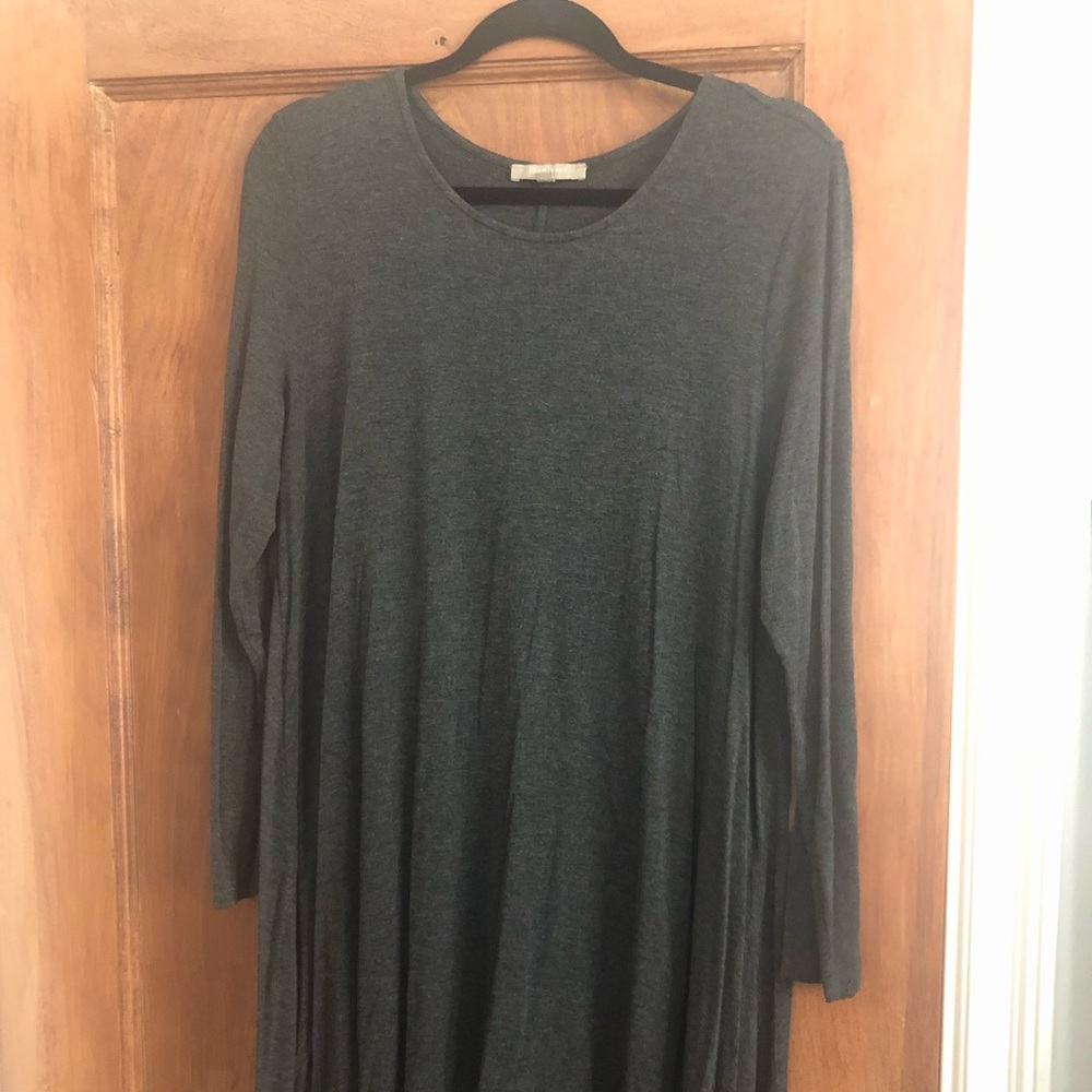 JOAN VASS High Low Grey Sweater Dress